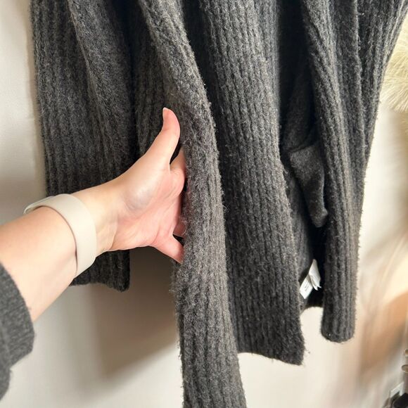 J. Crew Oversized Chunky Knit Ribbed Shawl Open Cardigan / Jacket Carbon - Picture 6 of 9